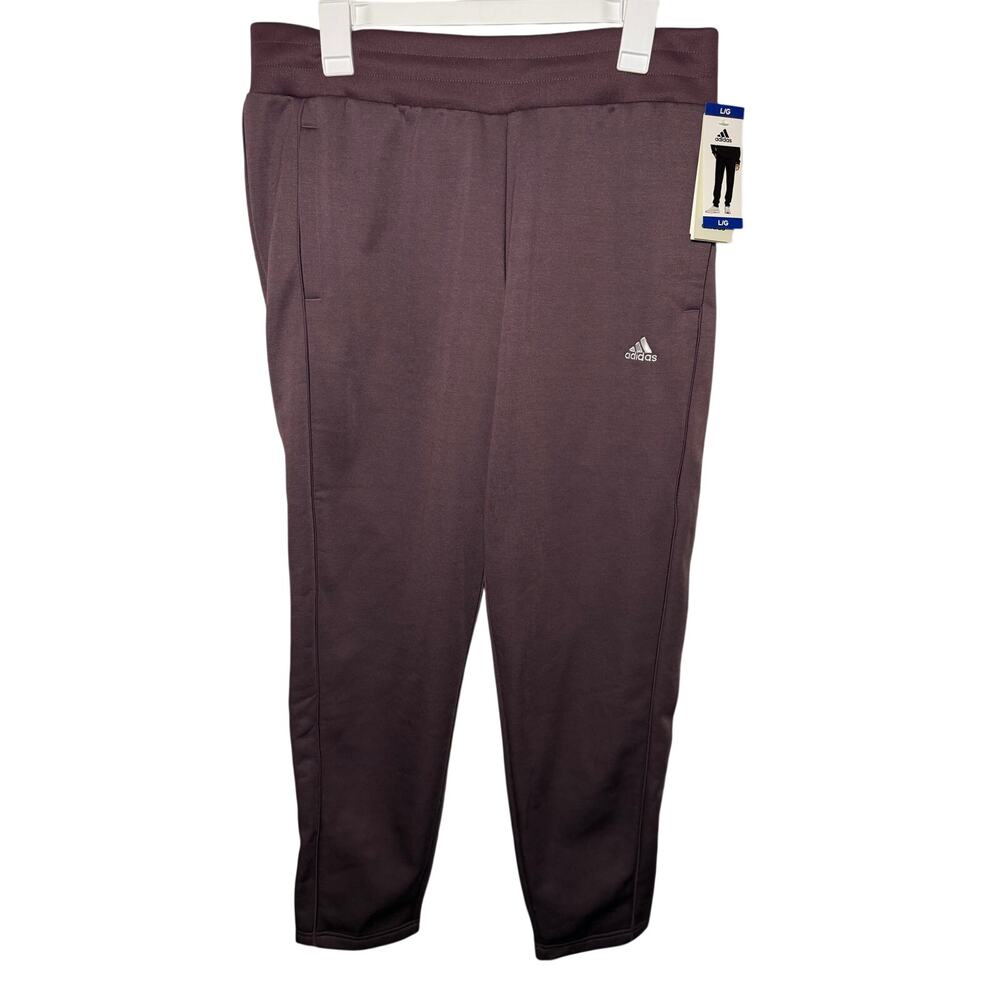Adidas Women’s Relaxed Fit Tapered Fleece Pants Size L Fig / Purple Color